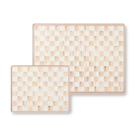Mackenzie-Childs Mocha Check Glas Cutting Boards-set of 2