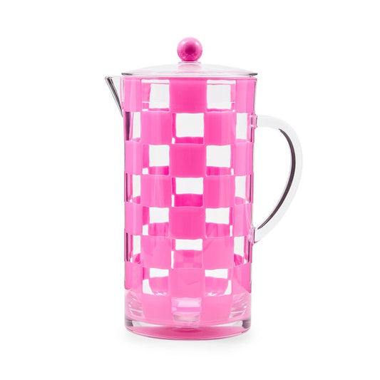 Mackenzie-Childs Pink Check Acrylic Pitcher