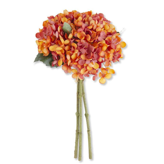 K & K Interiors 13 Inch Orange Two-Tone Hydrangea Bundle (3 Stems)