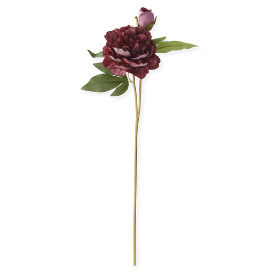 K & K Interiors 22.5 Inch Burgundy Blossom & Bud Peony