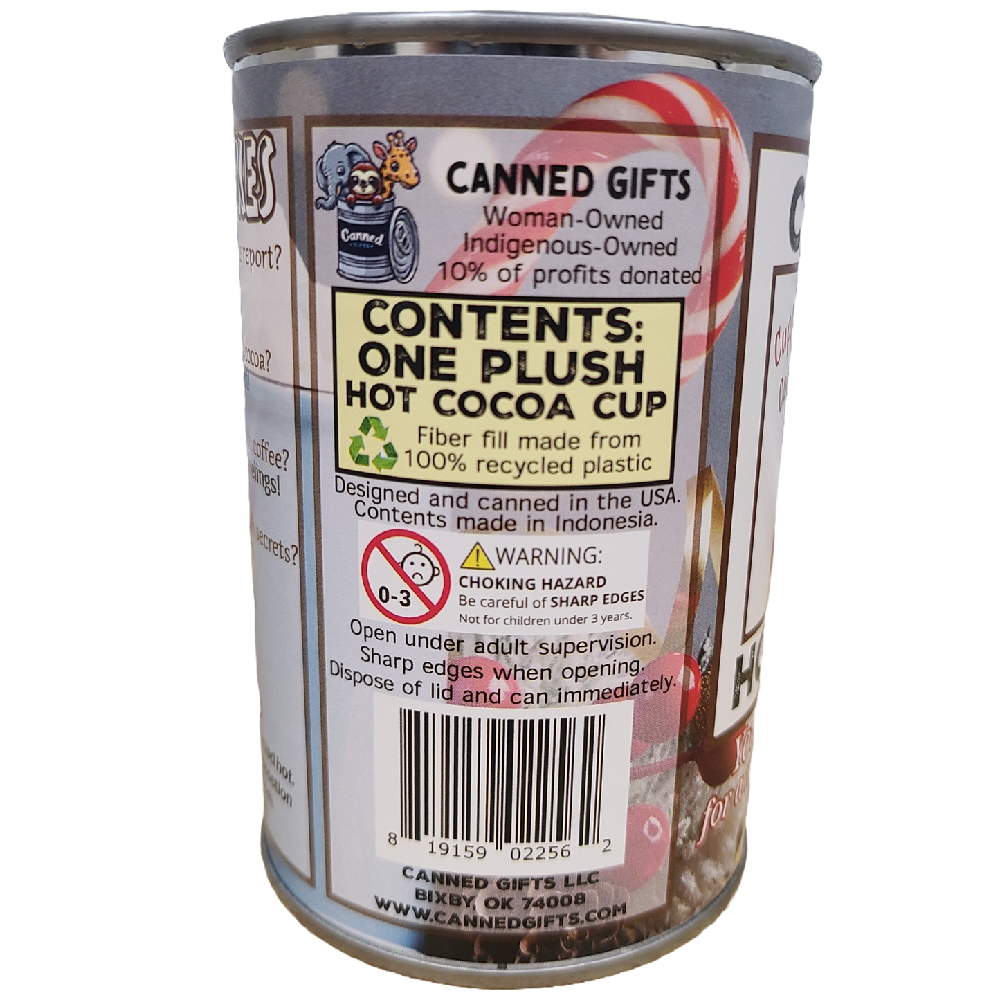 Canned Hot Cocoa - Hot Chocolate Mug Plush Gift in Can: Pop Top Lid