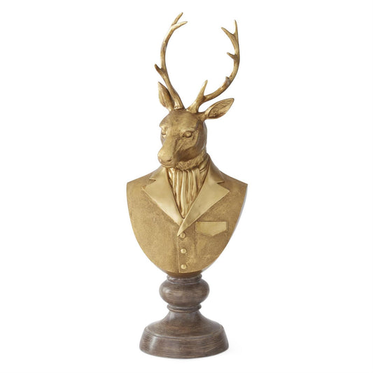 K & K Interiors 22 Inch Gold Resin Formal Attire Deer Bust