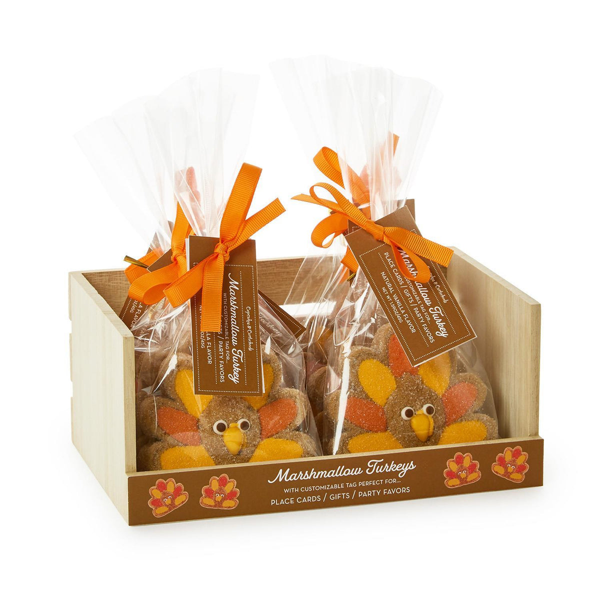 Two's Company Turkey Natural Vanilla Flavor Marshmallow Candy with Place Card Tag