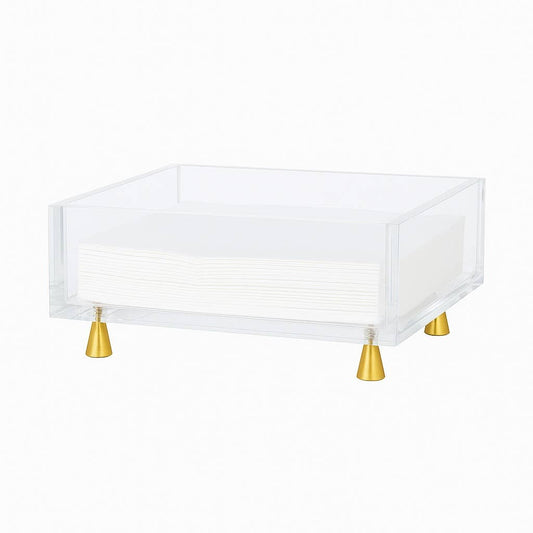 Maven Home Footed Napkin Holder, Gold - Lunch/Dinner