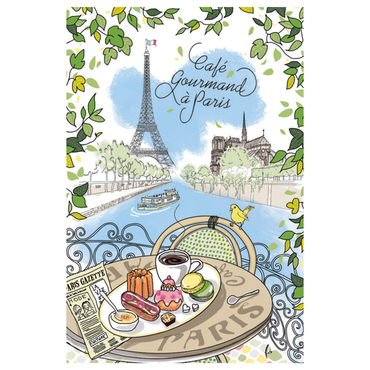 Cafe Time in Paris Tea Towel, Made in France