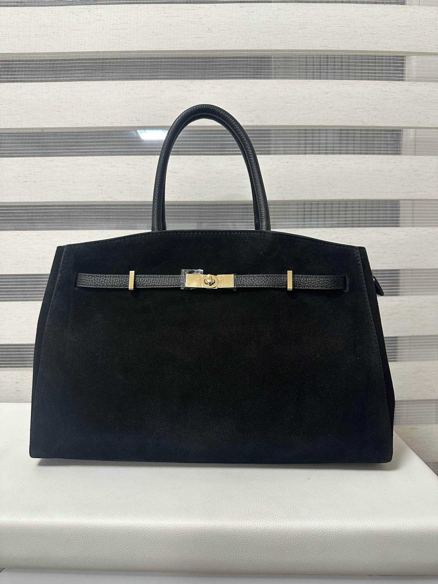 Italian Leather Suede Handbag - Orange