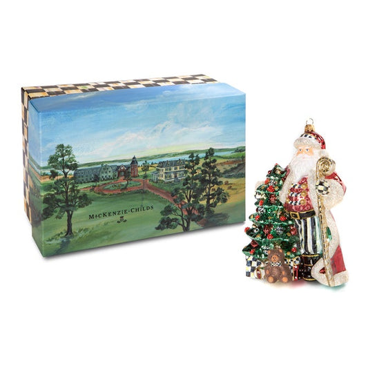 Christmas Magic Santa With Staff Glass Ornament