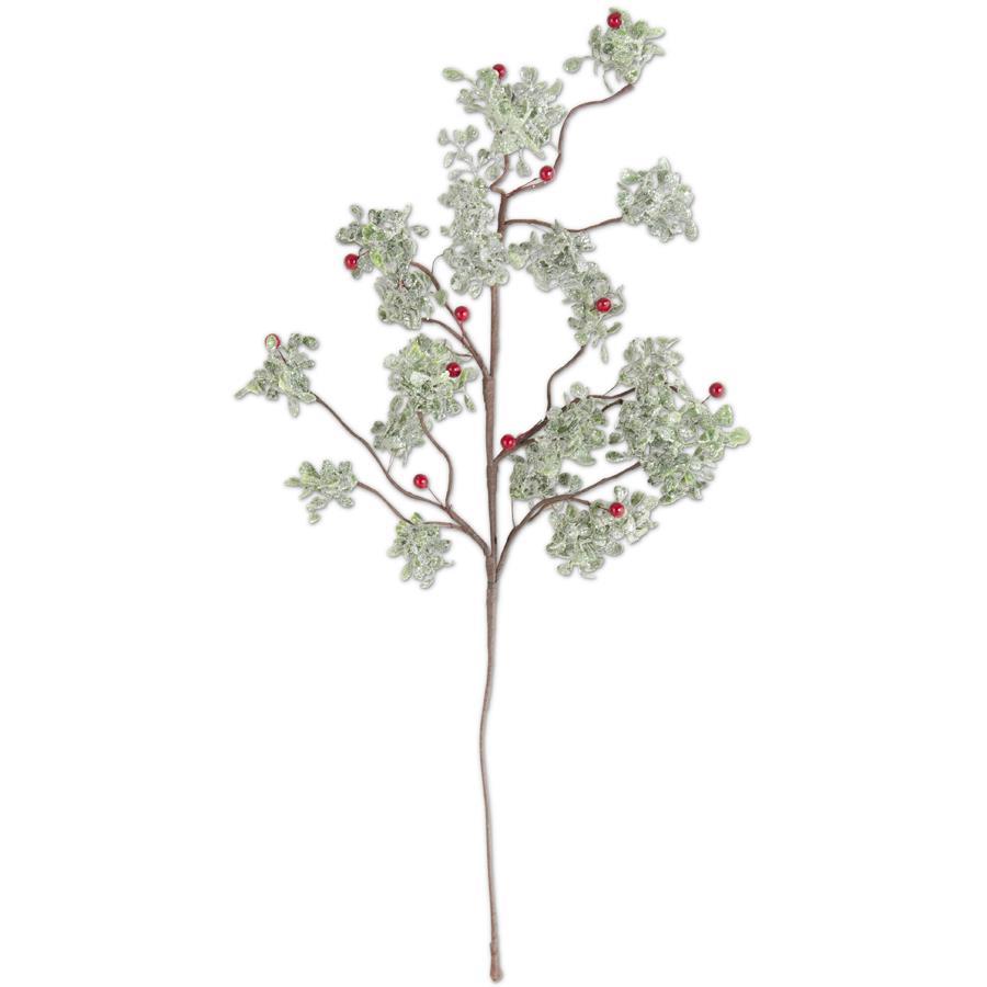 K & K Interiors 30 Inch Glittered Mistletoe Stem w/Red Berries