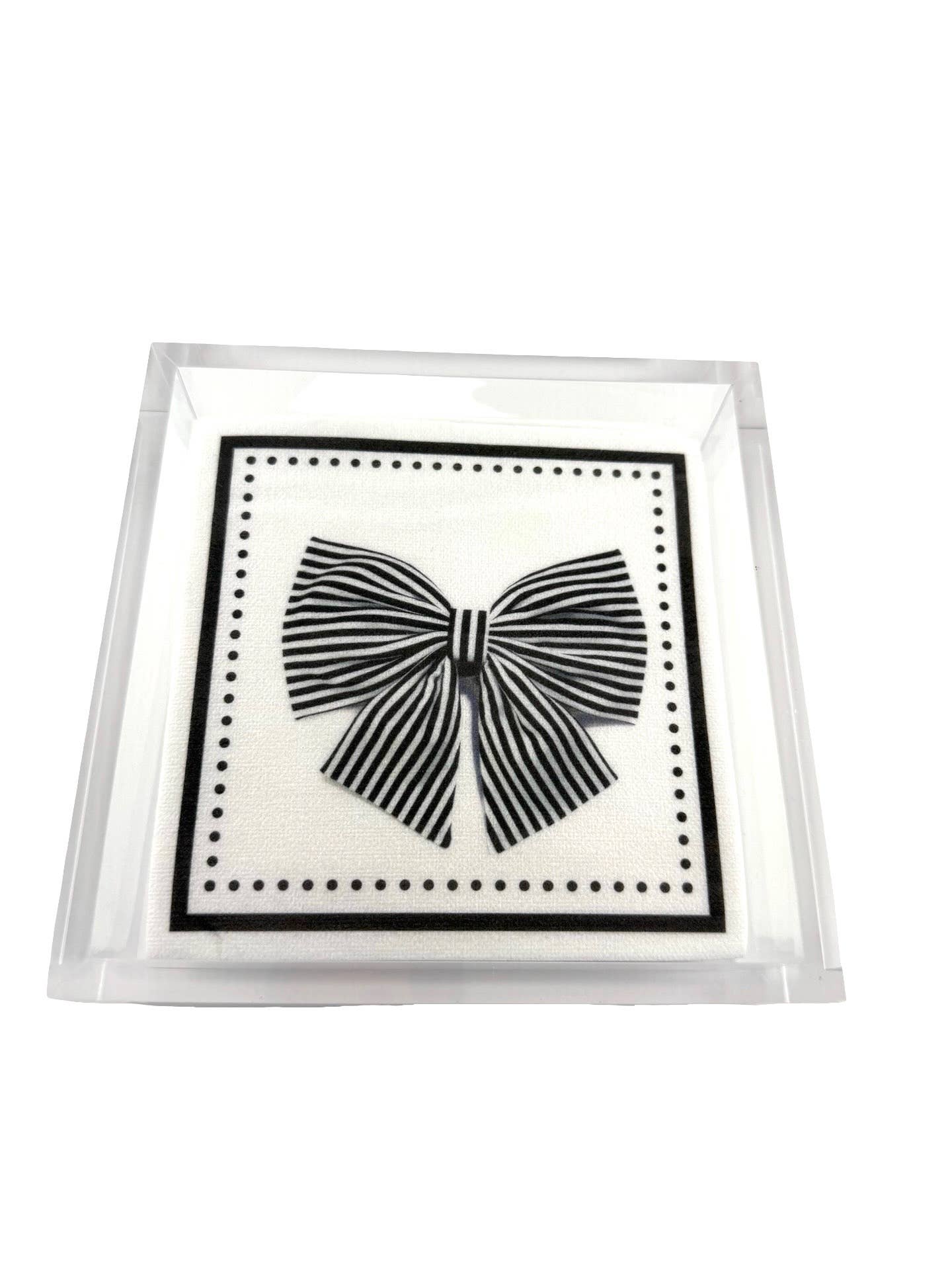 Maven Home Linen-Feel Cocktail Napkins, Black Bow