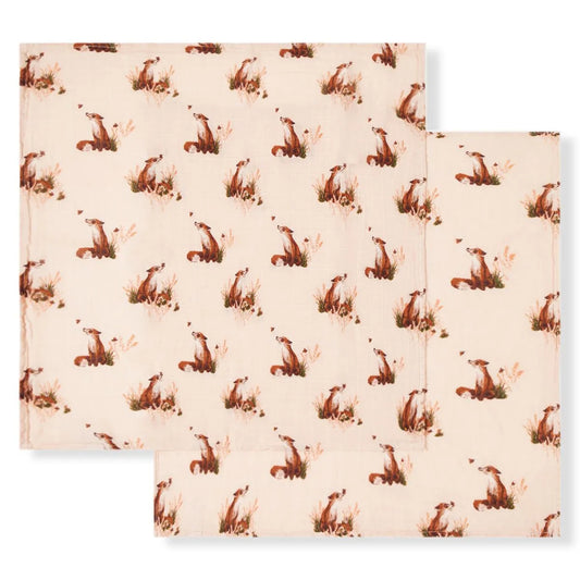 Floral Fox Burp Cloth Set/2