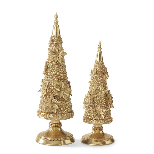 K & K Interiors Gold Resin Poinsettia Christmas Trees - Large