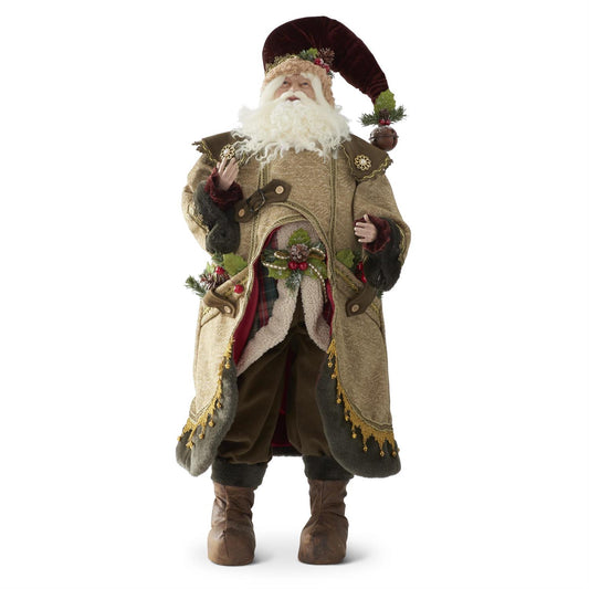 K & K Interiors Woodland Santa w/Pine Springs & Gold Bells