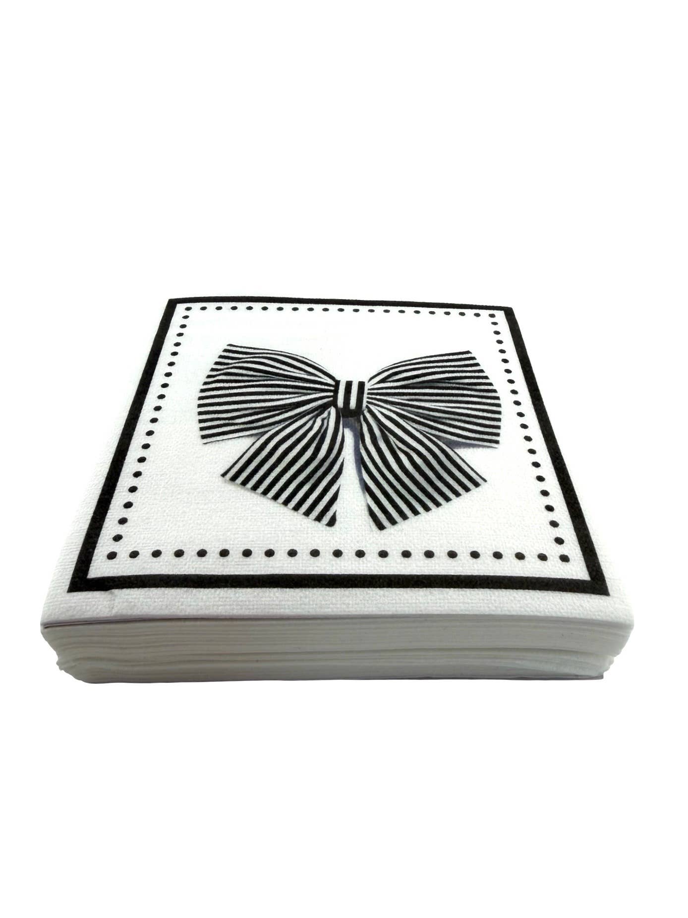 Maven Home Linen-Feel Cocktail Napkins, Black Bow