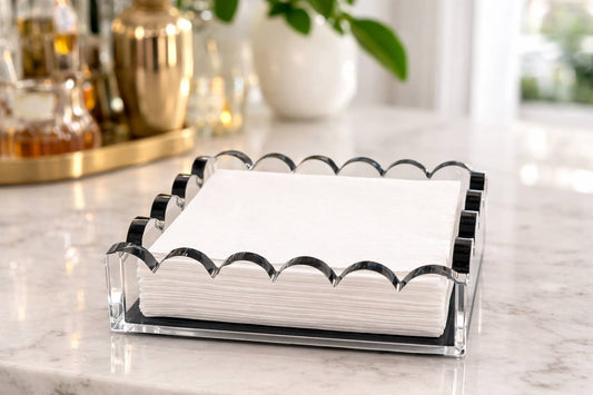 Maven Home Scalloped Cocktail Napkin Holder - Clear/Slate