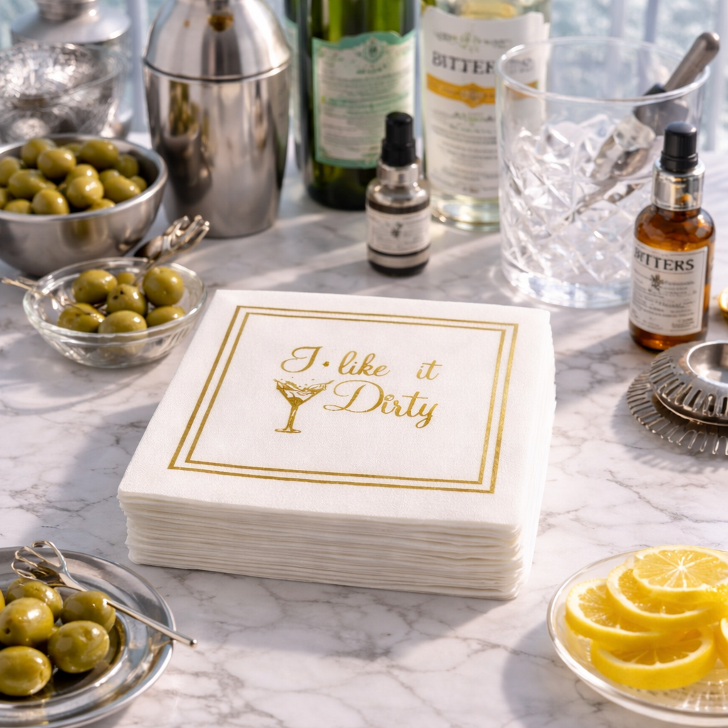 Maven Home Linen-Feel Cocktail Napkins, Dirty