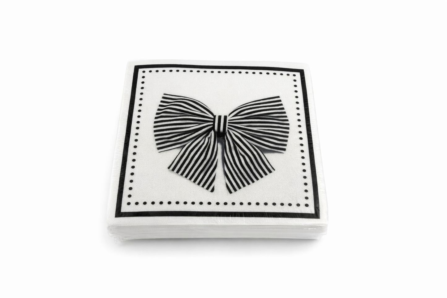 Maven Home Linen-Feel Cocktail Napkins, Black Bow