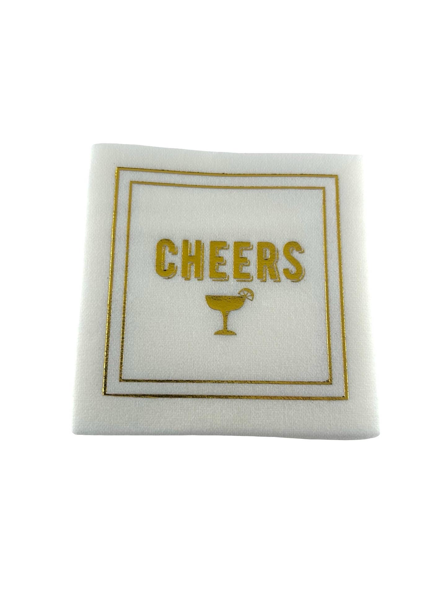 Maven Home Linen-Feel Cocktail Napkins, Cheers