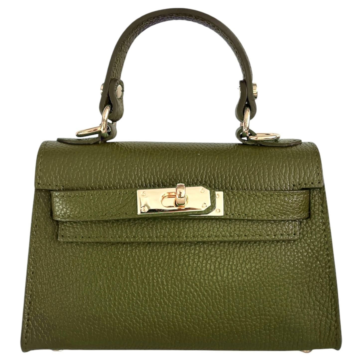 Modarno Dollarno Women's Handbag “Kelly” in genuine leather 21x8x14 cm: Olive Green