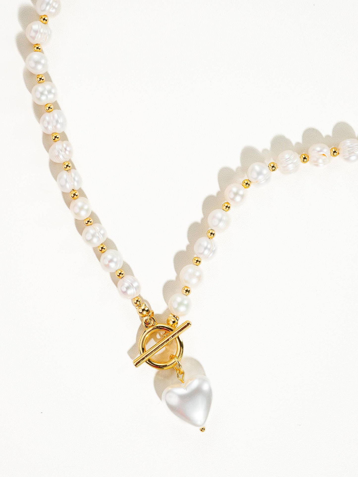 Wren Vintage Natural Pearl Heart Necklace: Red