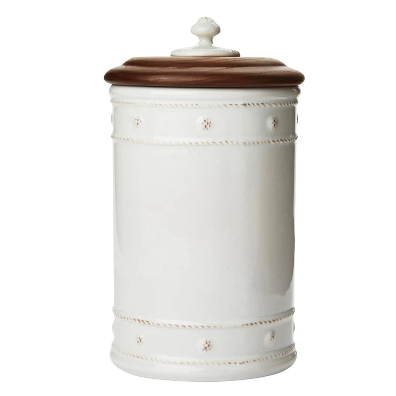 Juliska Berry & Thread 10" Canister with Wooden Lid - Whitewash