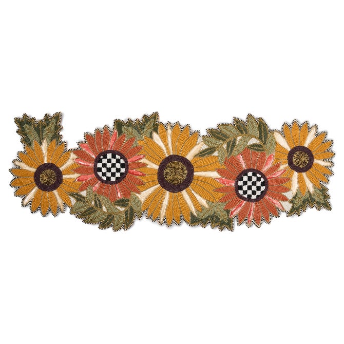 MacKenzie Childs Sunflower Beaded Table Runner