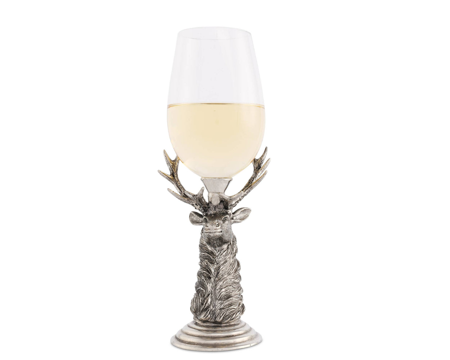 Pewter Elk Stemware: Bordeaux Glass - 9.75" H 21 oz.