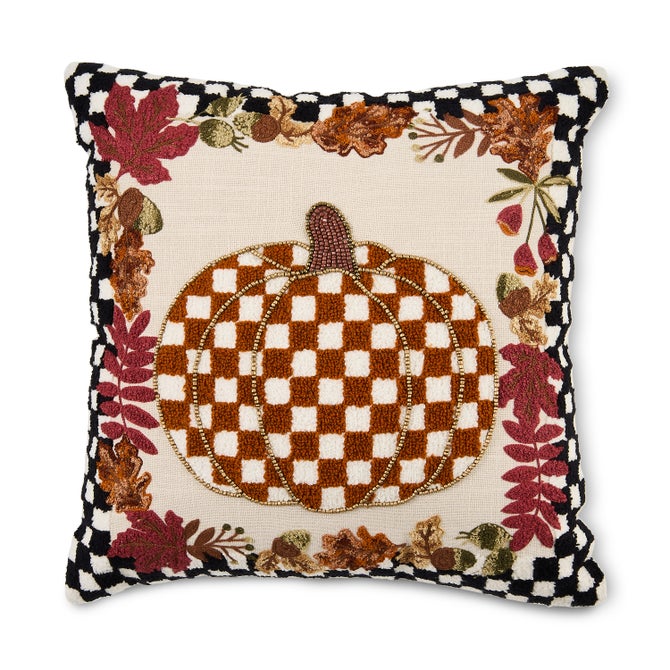 MacKenzie Childs Check Pumpkin Throw Pillow