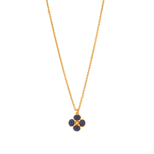 Capucine De Wulf Berry Clover Double Sided Charm Necklace, 16"+2" - Blue Labradorite