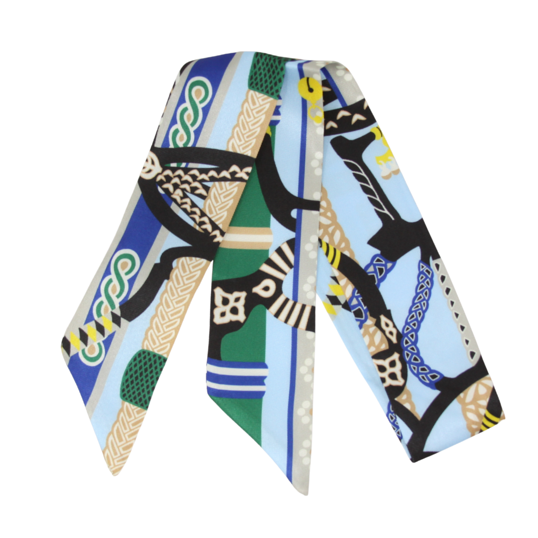 Skinny Silk Scarf - Vibrant Mosaic Yellow/Orange