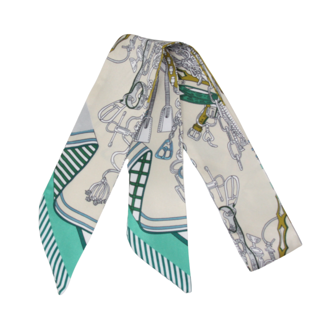 Skinny Silk Scarf - Lock & Chain