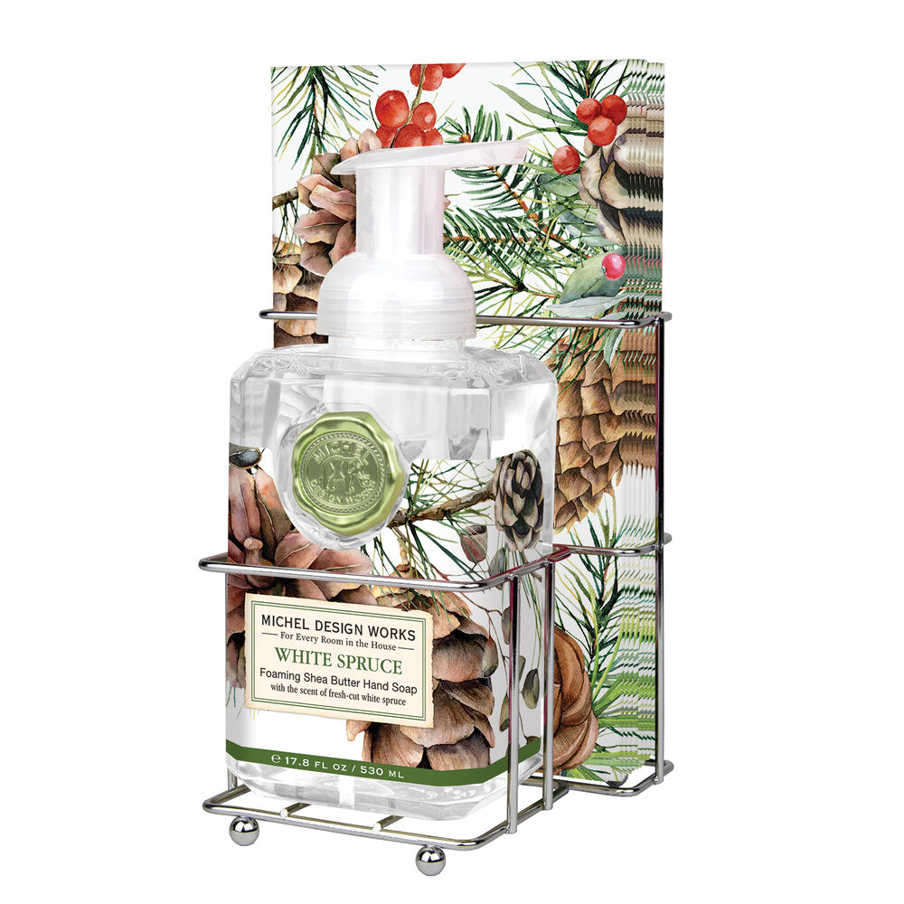 White Spruce Foaming Hand Soap & Napkin Set