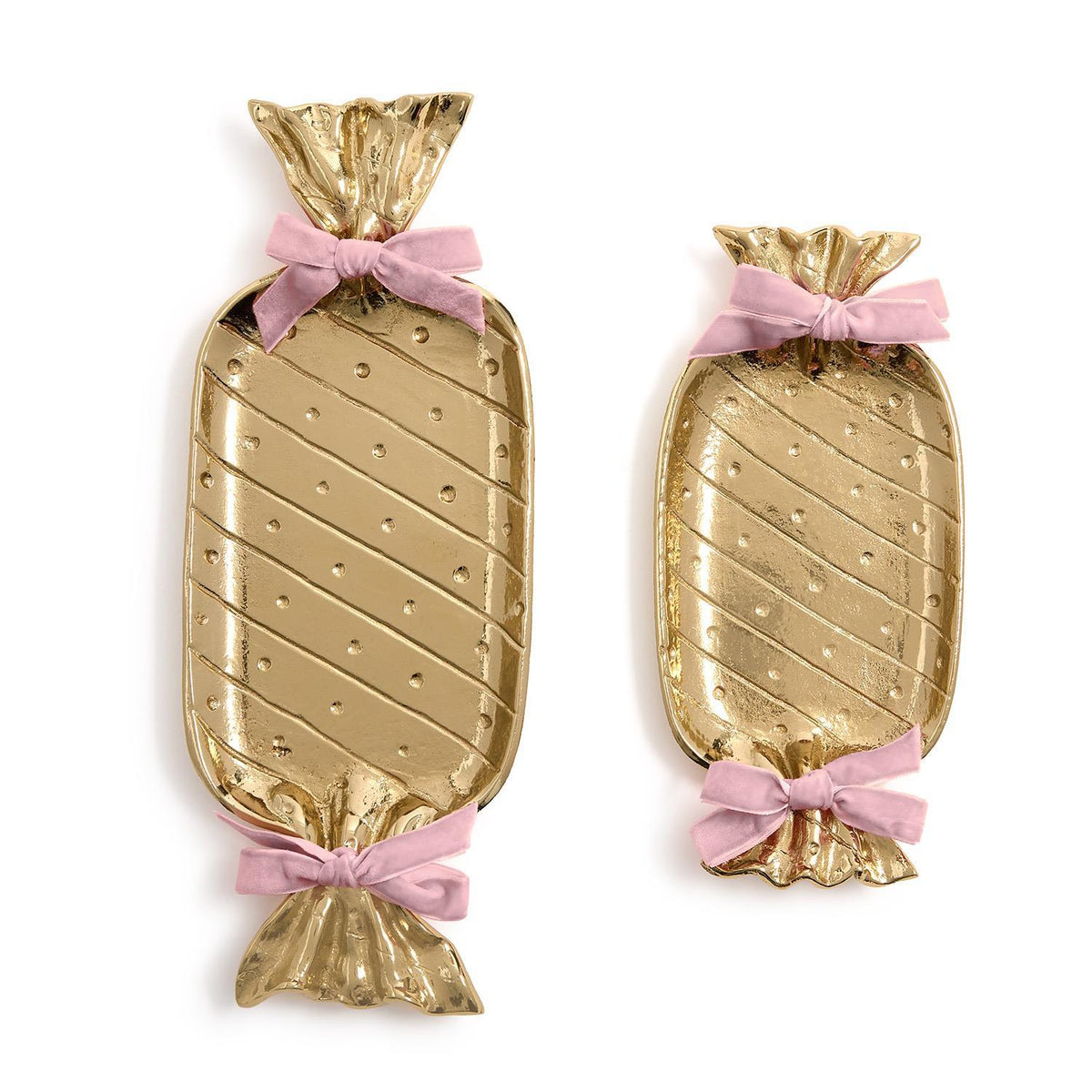 Two's Company Gold Candy Shape Trays with Velvet Ribbon