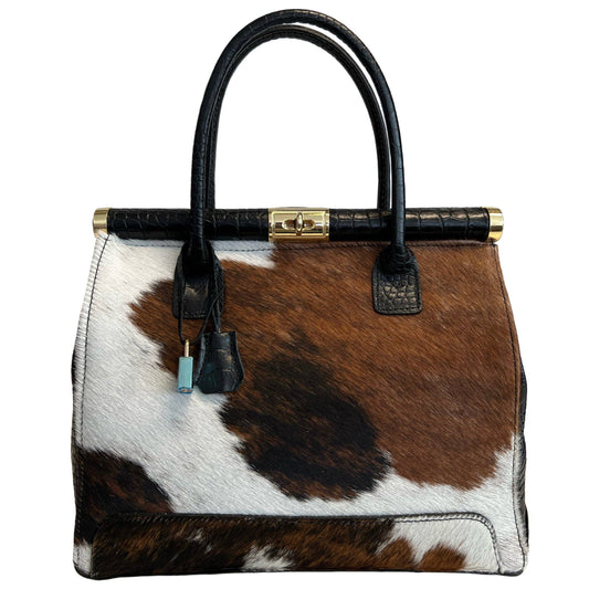 Italian Handbag - Leather & Spotted Cow