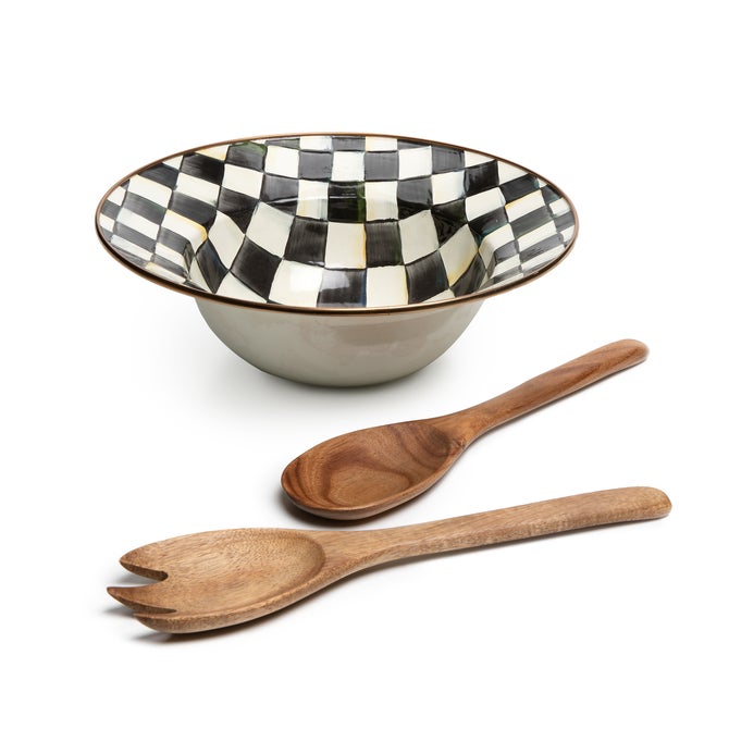 Mackenzie Childs Courtly Check Salad Serving Set