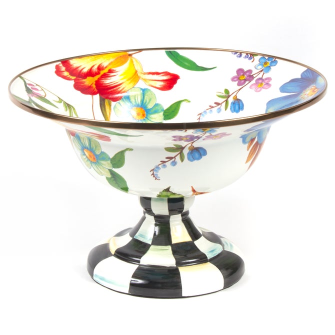 Mackenzie-Childs White Flower Market Large Compote