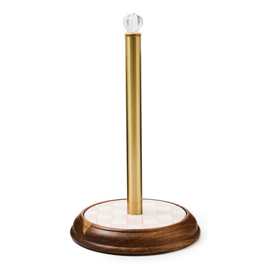 Mackenzie Childs Rosy Check Wood Paper Towel Holder