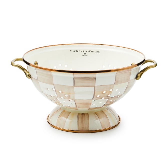 MacKenzie-Childs Mocha Check Colander
