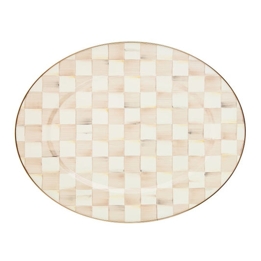Mackenzie Childs Mocha Check Large Oval Platter