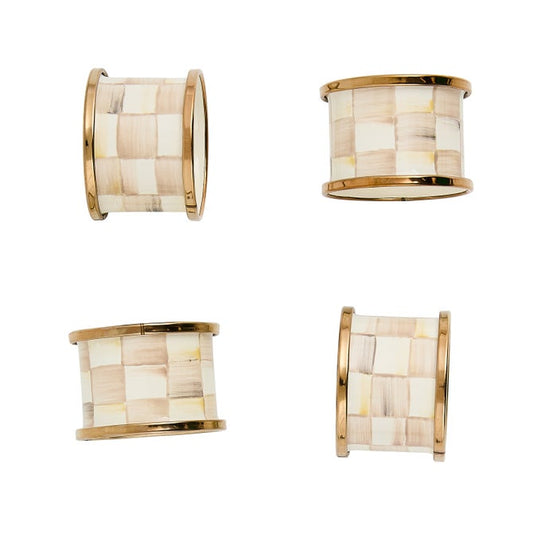 MacKenzie-Childs Mocha Check Napkin Rings, Set of 4