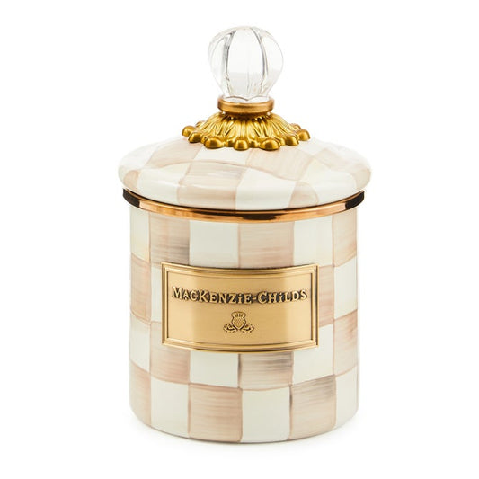 MacKenzie Childs Mocha Check Demi Canister