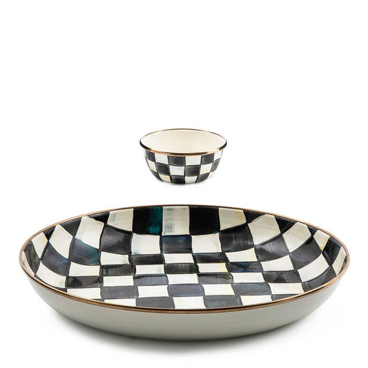 Mackenzie Childs Courtly Check Chip & Dip Set