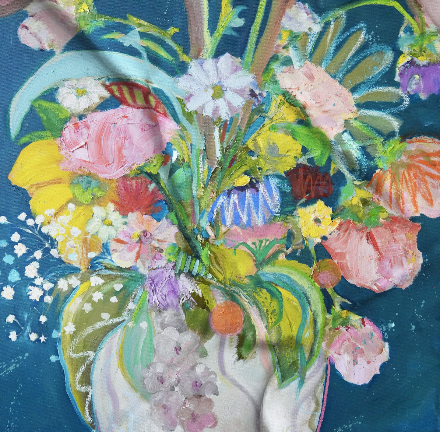 Windy O'Connor Flowers in a Blue Room Scarf