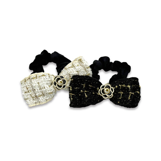 Boucle Scrunchie - Bow: Black