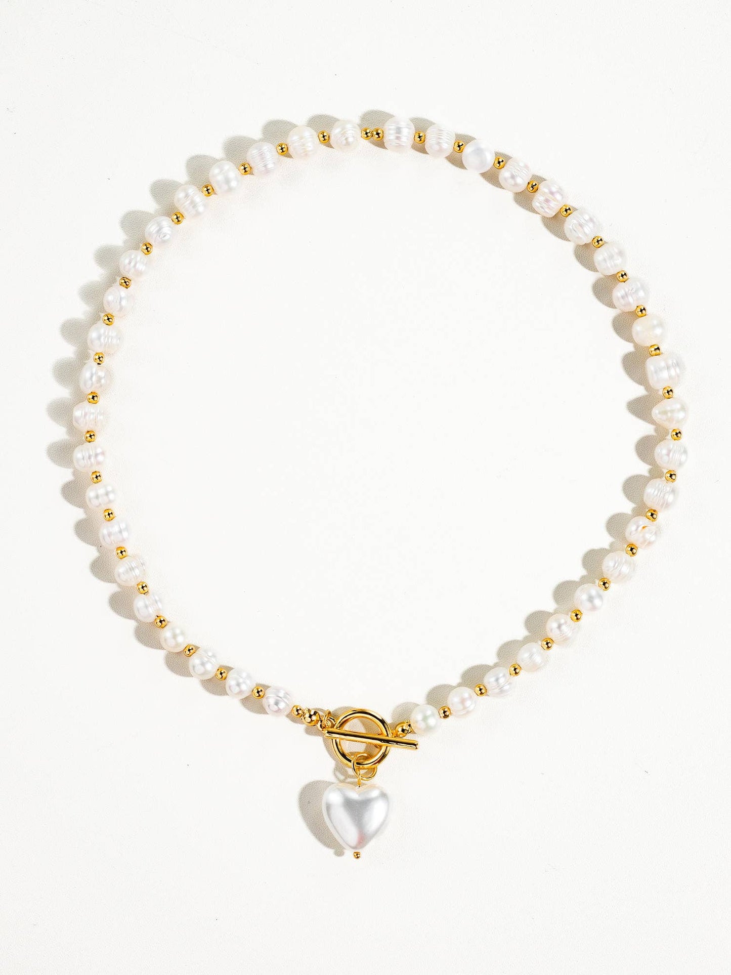 Wren Vintage Natural Pearl Heart Necklace: Red