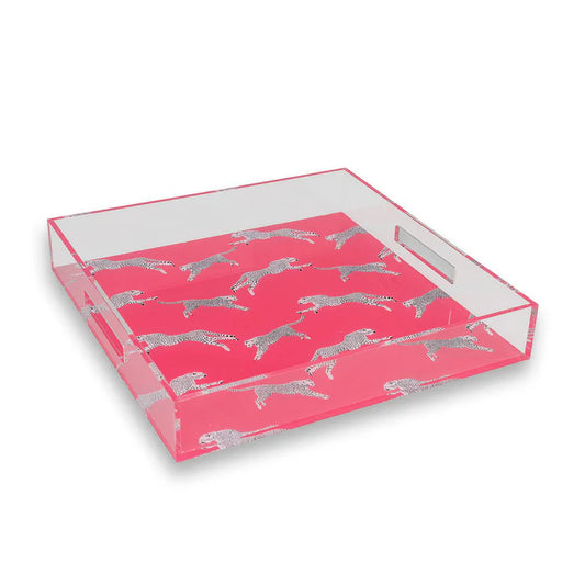 Port 68 Leaping Cheetah Pink Acrylic Tray