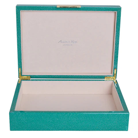 Large Green Shagreen Lacquer Box with Gold