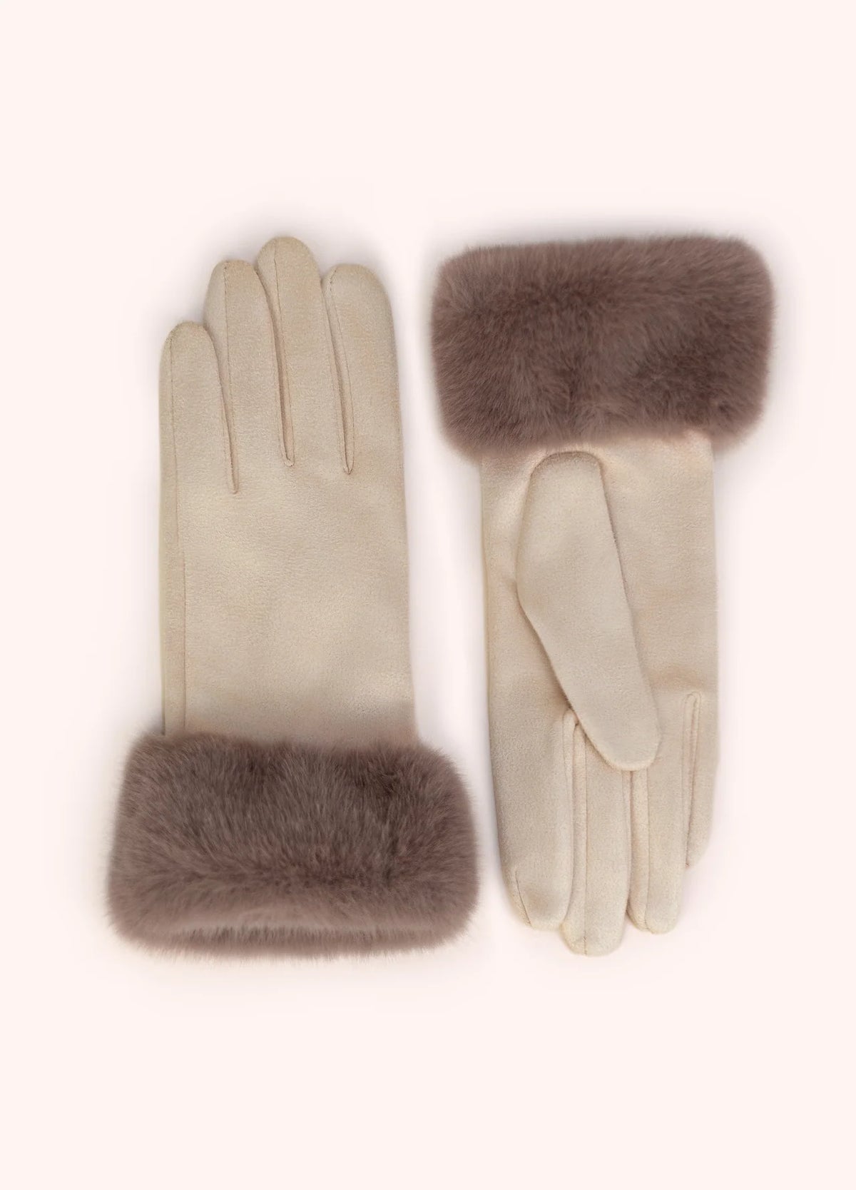 Powder Designs Bettina Faux Suede/Fur Gloves, Cream