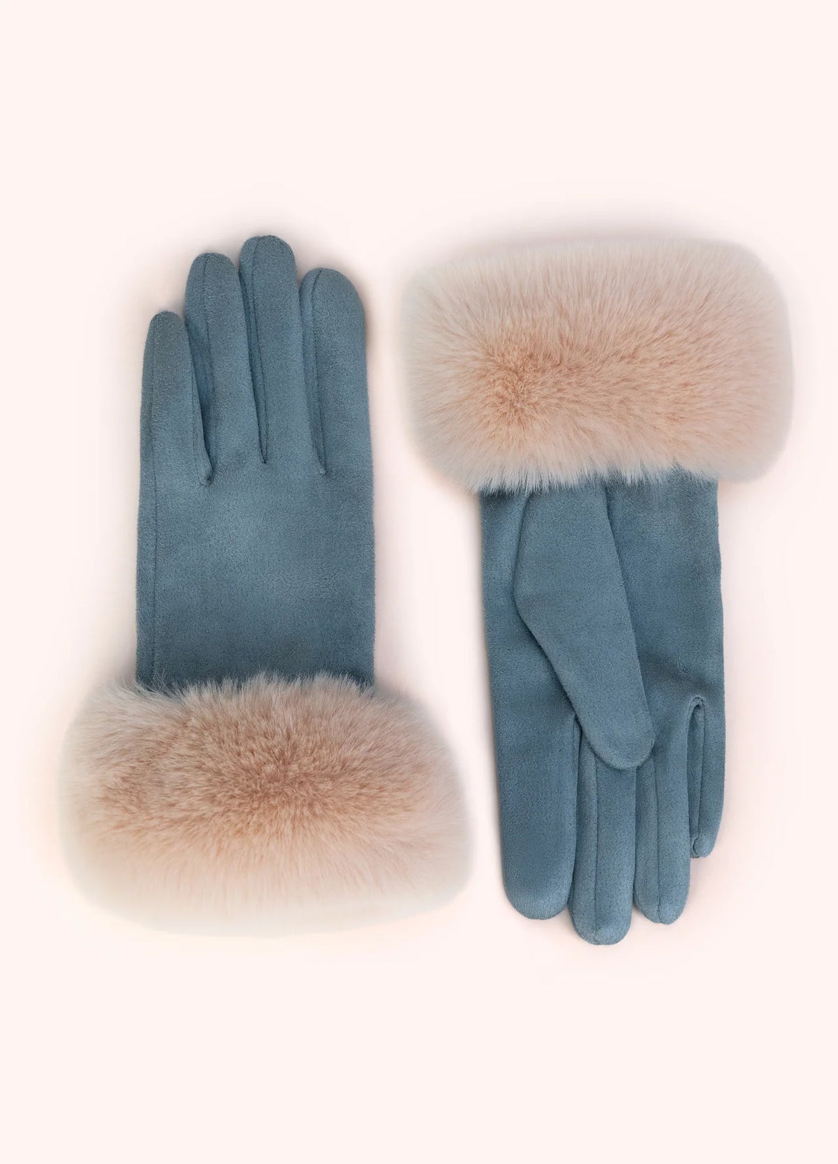Powder Designs Bettina Faux Suede/Fur Gloves, Denim