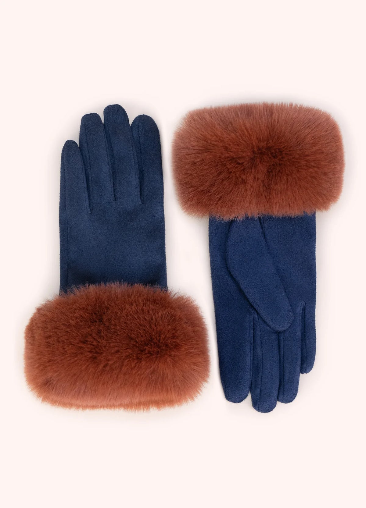 Powder Designs Bettina Faux Suede/Fur Gloves, Navy