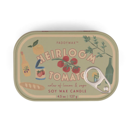 Paddywax Bistro 4.5 oz Printed Tin Candle | Heirloom Tomato